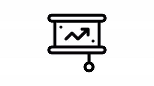 Animated Projector Screen Icon with Rising Graph