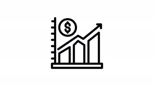 bar graph line icon animation