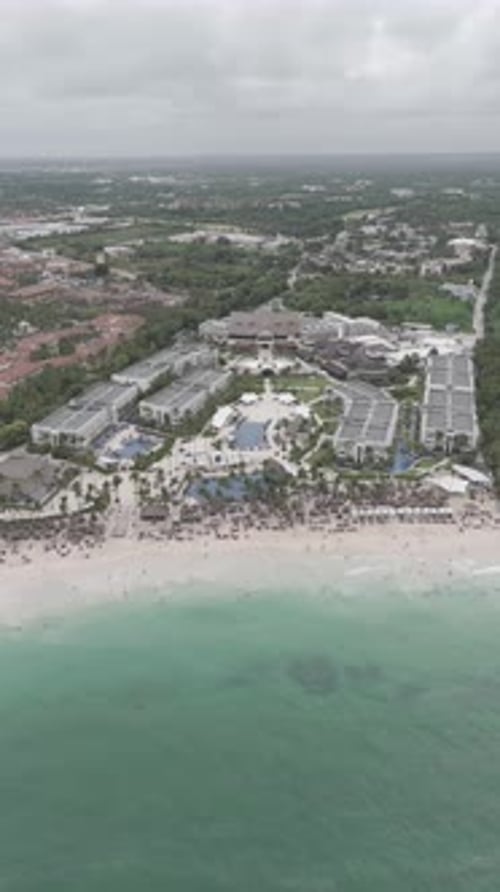 Aerial view of one of the most beautiful tropical caribbean beaches in Punta Cana