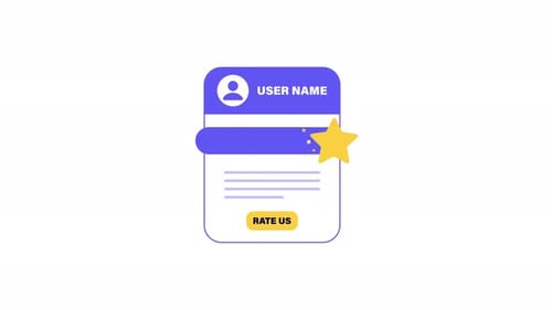 4k Five Star Review Card. Customer Review Concept Animation Video - Transparent