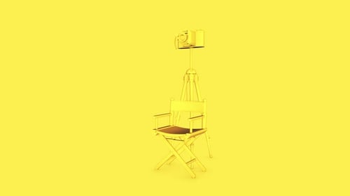Minimalist 3D Film Camera and Director's Chair Animation