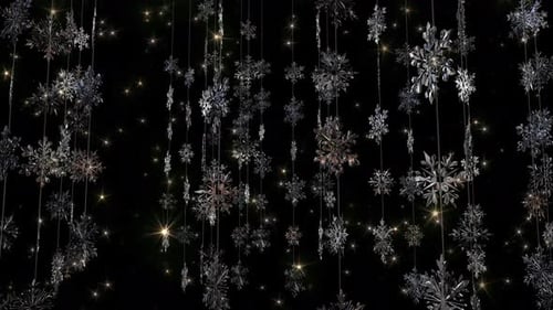 Elegant Hanging Snowflakes with Twinkling Stars Background