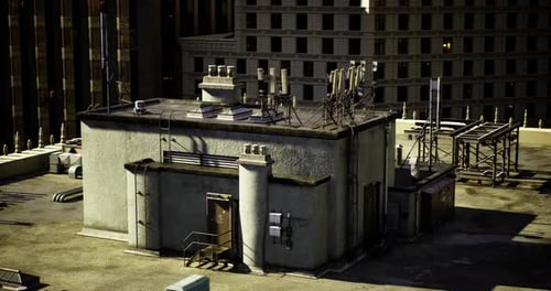 Realistic Urban Rooftop Day to Night Transition