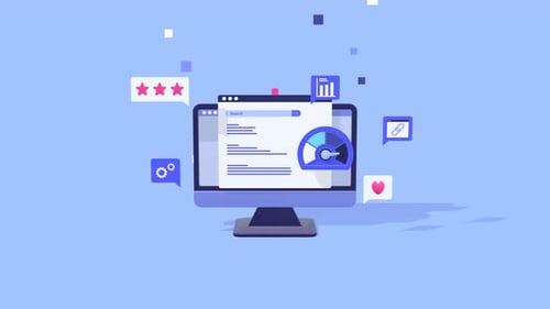 Search Engine Optimization Data Analysis on Modern Desktop Monitor