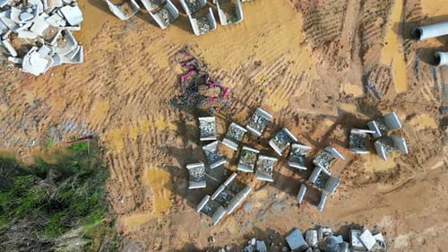Aerial view of construction materials