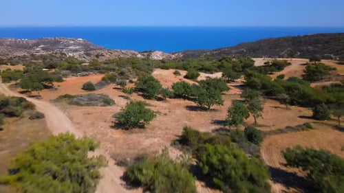 Mountains and sea. View from above on the panorama of the Mediterranean.