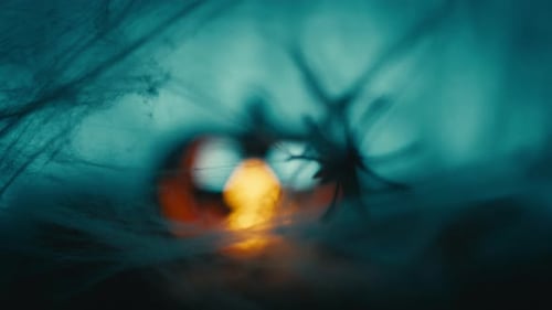 Eerie Halloween Pumpkin with Glowing Features