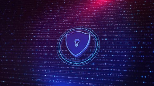 Digital Security Shield, Datenschutzverschlüsselung, Futuristische, leuchtende Code-Schutzverschlüsselung