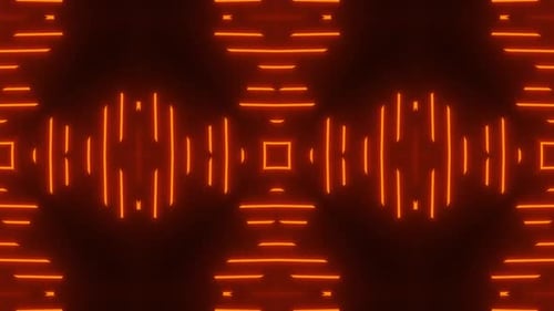 Glowing Orange Geometric Kaleidoscope Pattern Loop Background