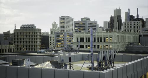 City Skyline at Dusk Showcasing Rooftops and Modern Architecture