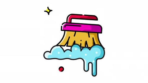 Modern Animated Cleaning Brush and Suds Icon