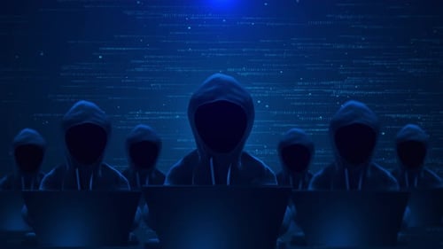 Cybersecurity Vulnerability Hacker Coding Malware Hooded Computer Cyber Private Data Security Server