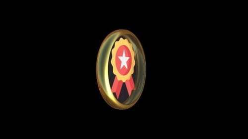 Rotating Gold 3D Star Award Badge Icon Animation