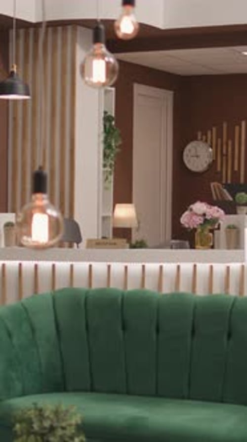 Vertical Video Empty Hotel Entrance Lounge Area
