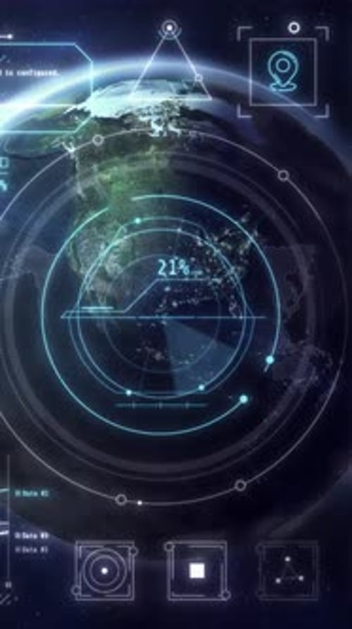 Futuristic Holographic Interface Over Planet Earth