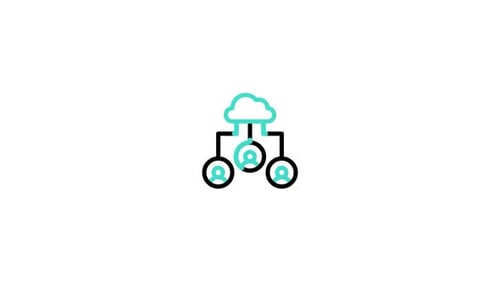 Flat Design Cloud and User Network Icon Animation