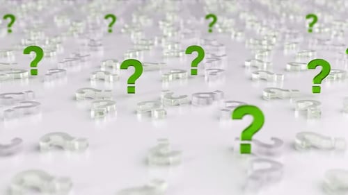 Green Glass Question Mark Horizontal Movement Looped 4k