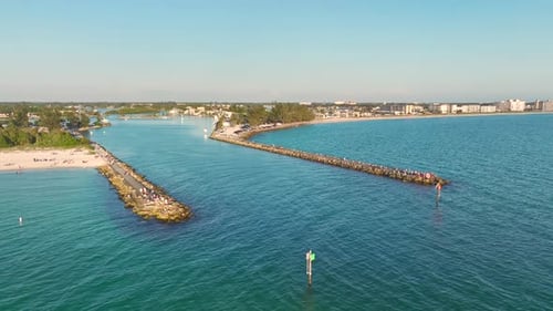 Venice South and Nokomis North Jetty in Sarasota County USA Many Tourists Enjoying Summer Vacation