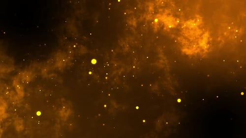Abstract Golden Dust Particles and Glowing Nebula Background