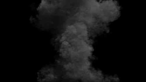 Large explosion close view on transparent background