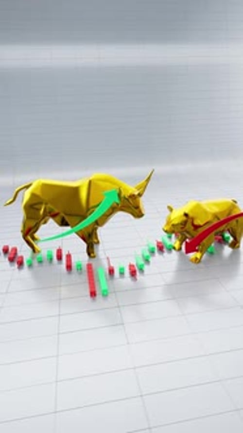 Vertical Digital Trading Platform Data Visualization With Golden Bullish Bearish