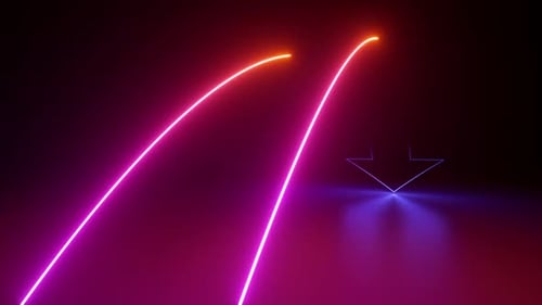 Futuristic Neon Light Arrows Reveal Downward