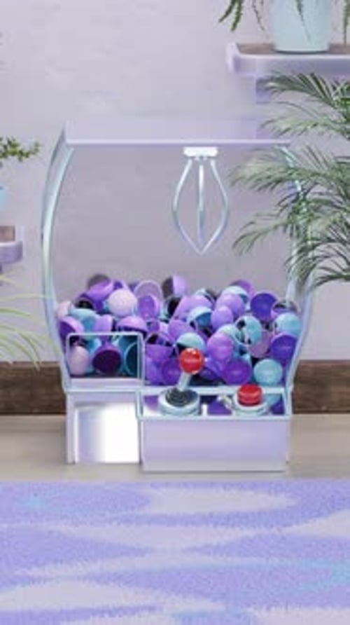 Modern 3D Claw Machine Grabbing Spheres Animation