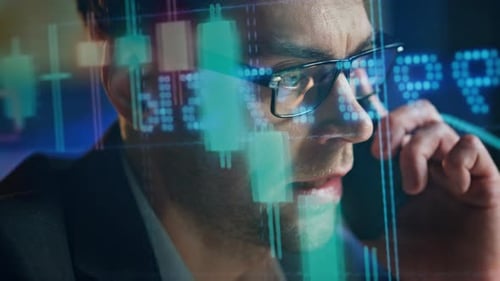 Forex Trader Analyzing Hologram Data