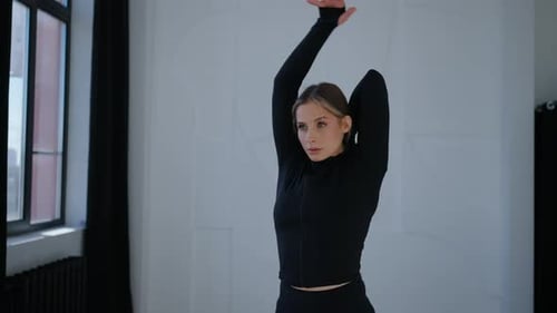 Portrait Of Beautiful Woman During Workout In Fitness Studio Healthy Lifestyle And Sport