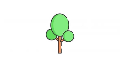 Looping Animated Flat Design Tree Icon with Subtle Outline
