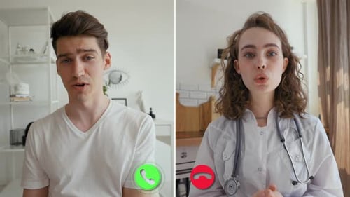 Young Adults Telehealth Consultation with Doctor