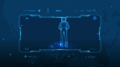 Interface holographique futuriste avec affichage numérique d'avatar 3D