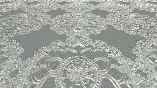 Luxus-Hintergrund mit silbernen Ornamenten, 3D-Render, Figuren, Reflexion, exklusiv