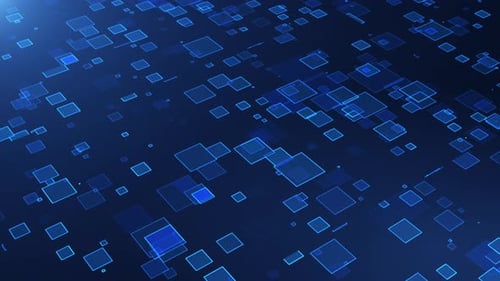 Blue Abstract Digital Technology Squares Loop Background
