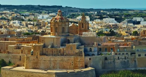Aerial View of Mdina A Beautiful Historic City with Centuries of History and Stunning Views of Malta