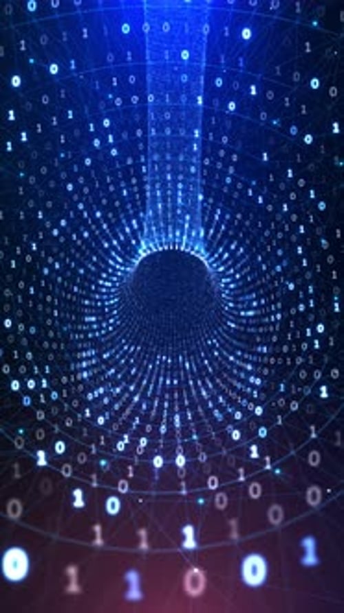 Futuristic Numeric Data Vortex Background Spiraling Numeric Stream Forming Tunnel Effect Information