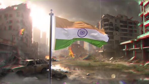 Bandeira da Índia e fundo de guerra destruíram a megalópole
