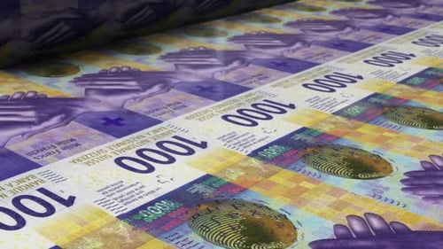Printing New 1000 Swiss Franc Banknotes