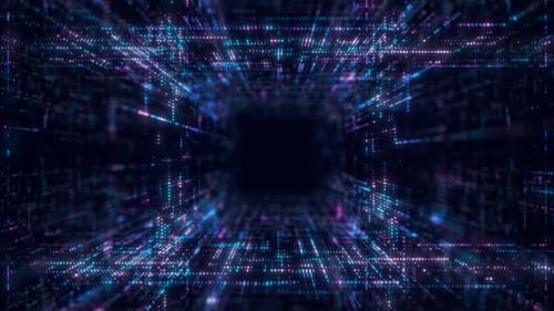 Futuristic Digital Data Tunnel Animation Background