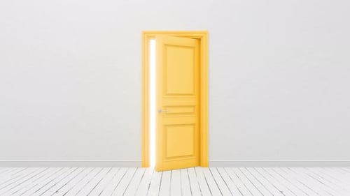 Yellow door in a bright room