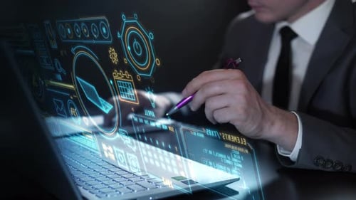 Proyección infográfica sobre tecnologías de TI