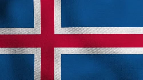 Waving Iceland National Flag Animated Fabric