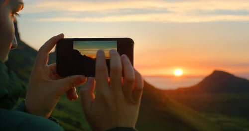 Smartphone Captures Beautiful Sunset Mountain View