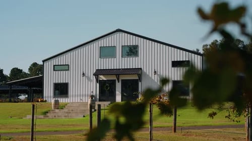 Wedding Venue Reveal Through Vineyard Leaves