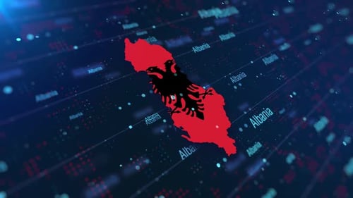 Albania Geographic Map And Flag Animated
