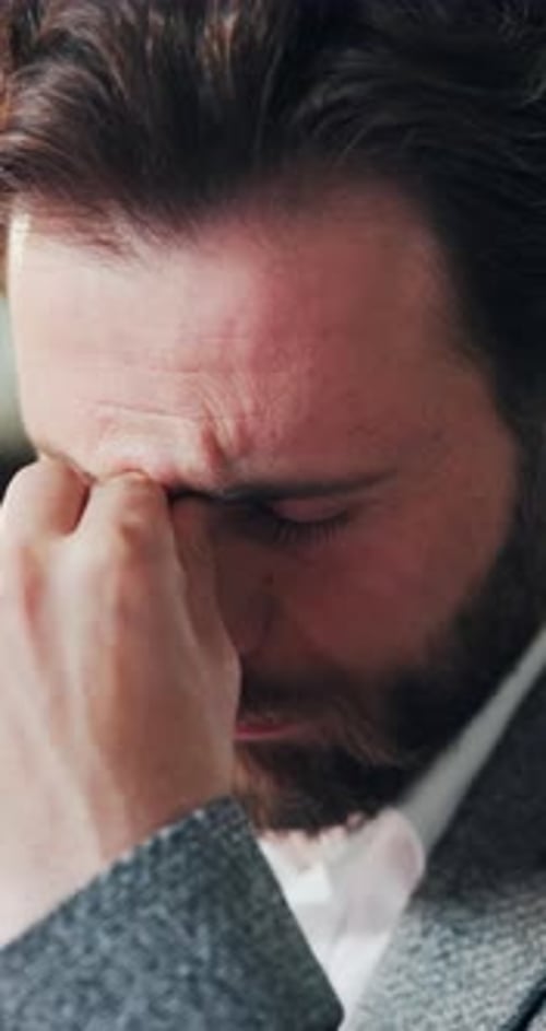 Frustrated, businessman and stress with headache in office for mistake, overworked or anxiety