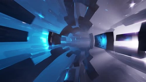 3D Animated Background of Abstract Seamless Loop Scifi Tunnel with Light Effects