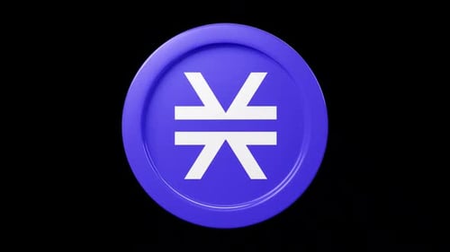 Stacks STX coin 3d spin rotage 360 degrees in black bg Cryptocurrency token seemless loop