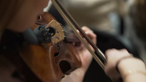 Woman Plays Classical Music on the Violin