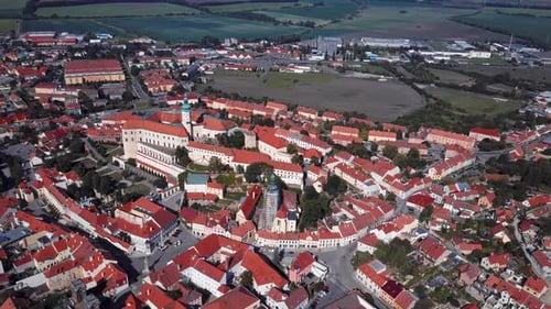 Flight Over Old Town Centre of Mikulov Czech Republic